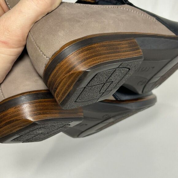 Naot Kamsin Black Taupe Leather Nubuck Ankle Bootie Shoes US 6.5 EU 37 - Picture 7 of 8